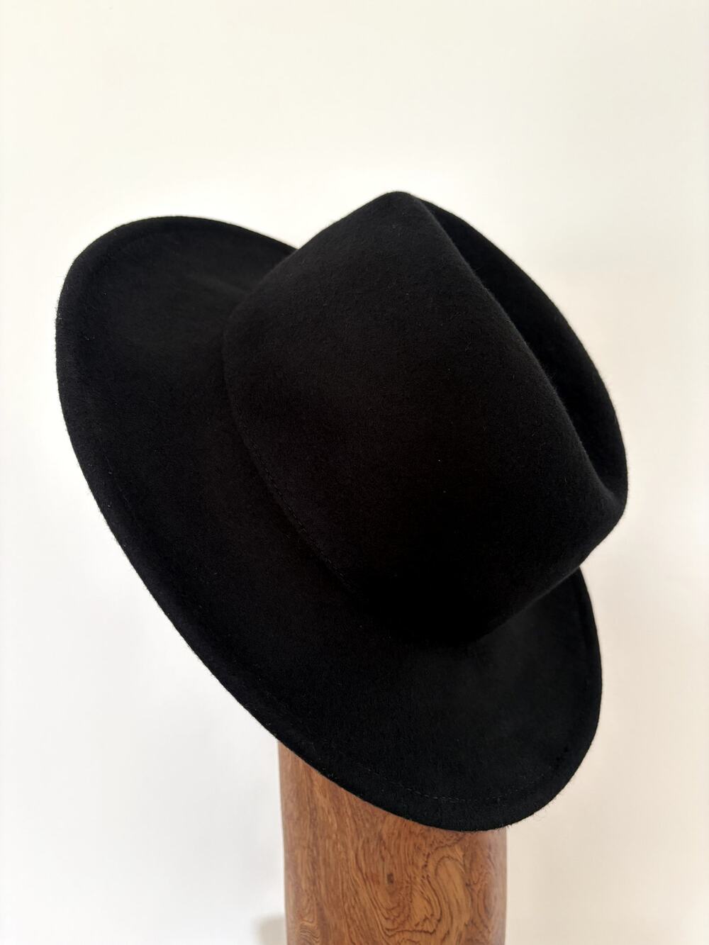 Free People Black 100% Wool Felt Fedora Wide Brim Hat One Size OS